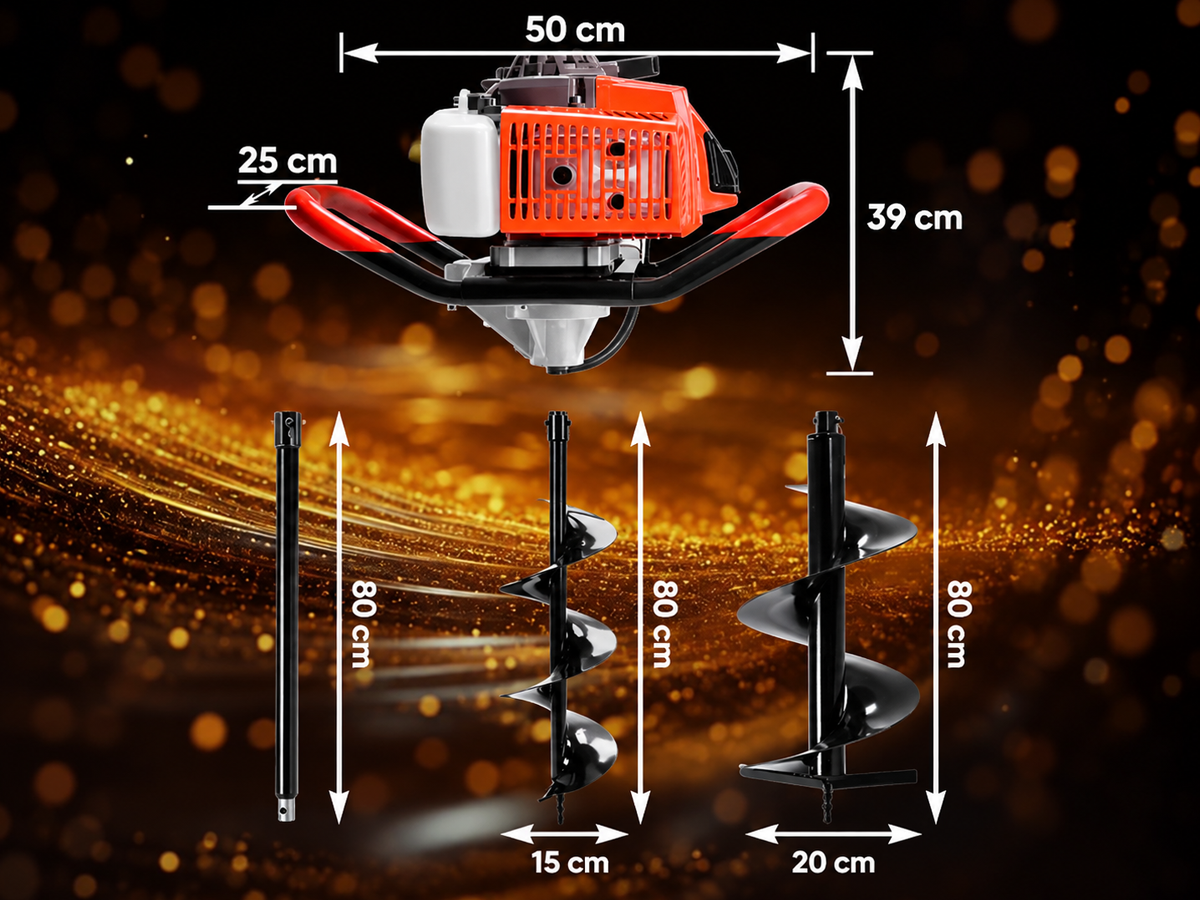 Post Hole Digger 72CC Petrol Earth Auger with 20CM 30CM Drill Bits