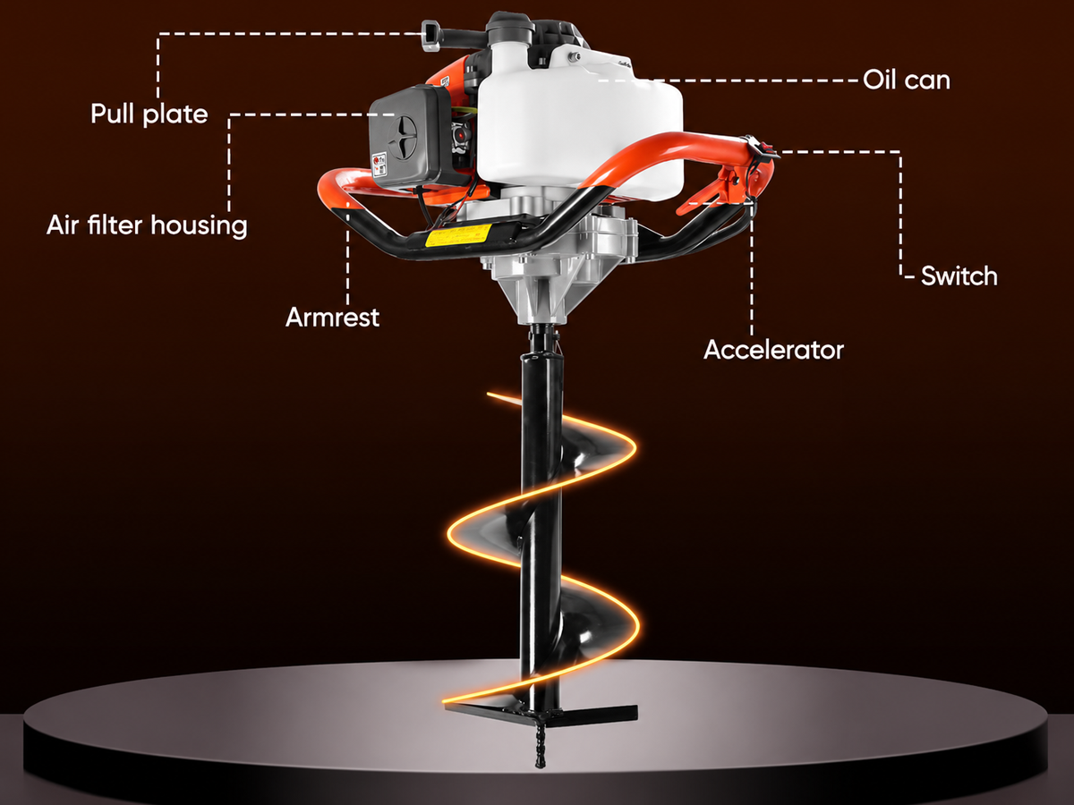 Post Hole Digger 72CC Petrol Earth Auger with 20CM 30CM Drill Bits