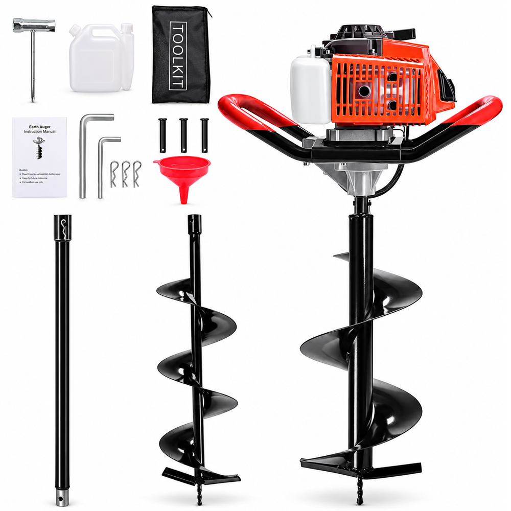 Post Hole Digger 72CC Petrol Earth Auger with 20CM 30CM Drill Bits