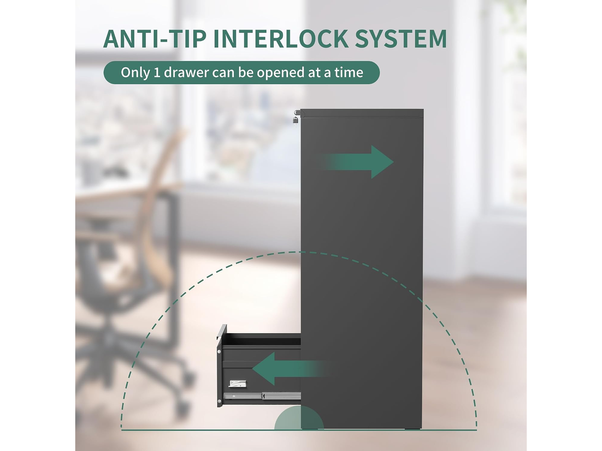 Metal File Cabinet 4 Drawer Locking Vertical Filing Cabinet