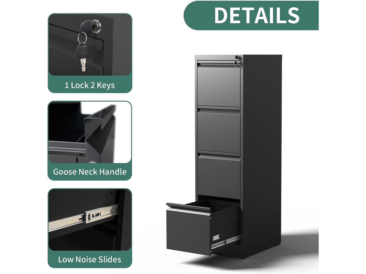 Metal File Cabinet 4 Drawer Locking Vertical Filing Cabinet