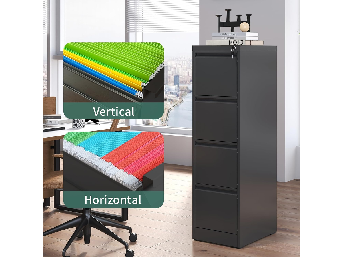Metal File Cabinet 4 Drawer Locking Vertical Filing Cabinet