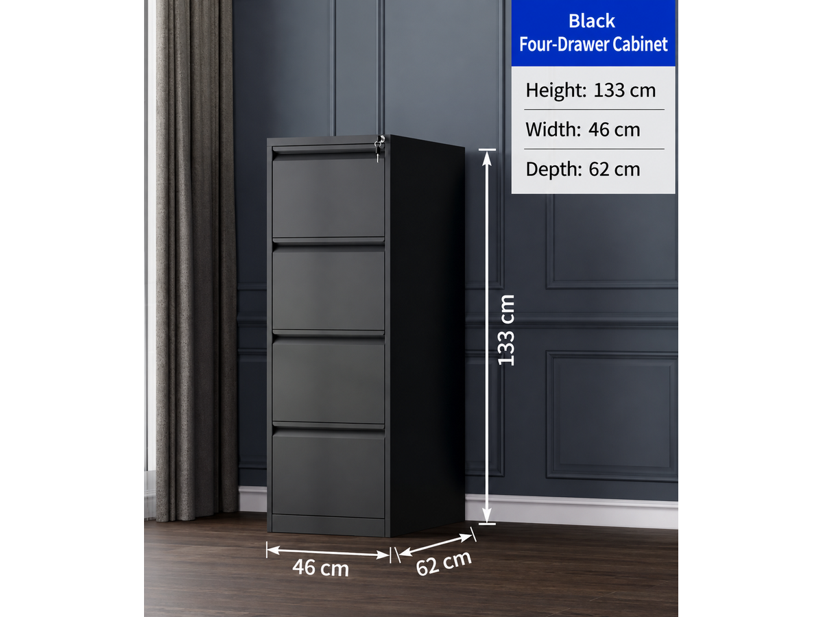 Metal File Cabinet 4 Drawer Locking Vertical Filing Cabinet
