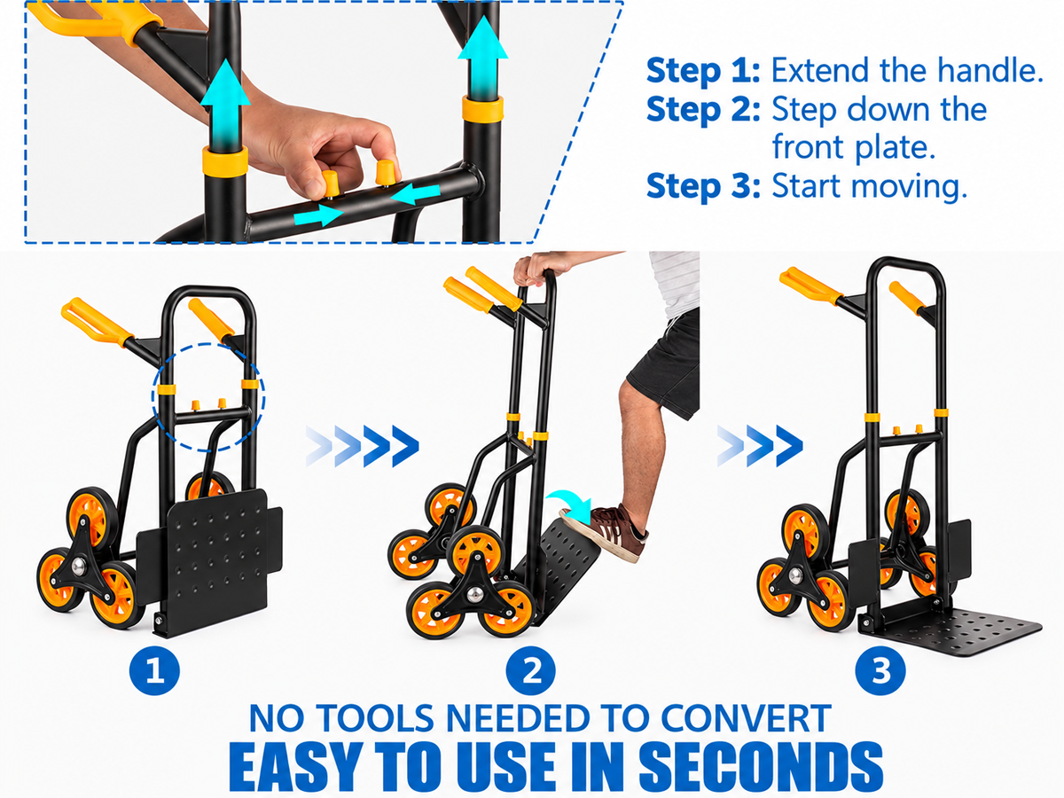 Stair Climber Hand Truck Dolly Foldable Heavy Duty 150KG Trolley