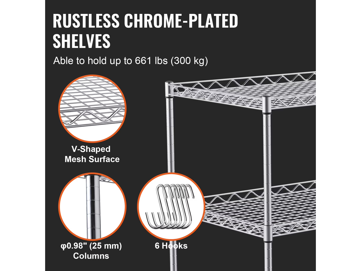 Kitchen Trolley 3 Tier Heavy Duty Rolling Utility Cart