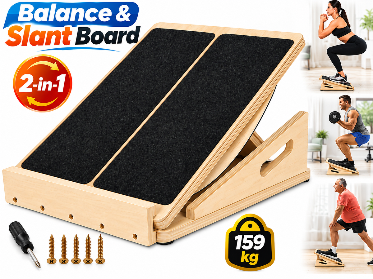 Adjustable Slant Board 2 In 1 Wooden Balance Board Calf Stretcher