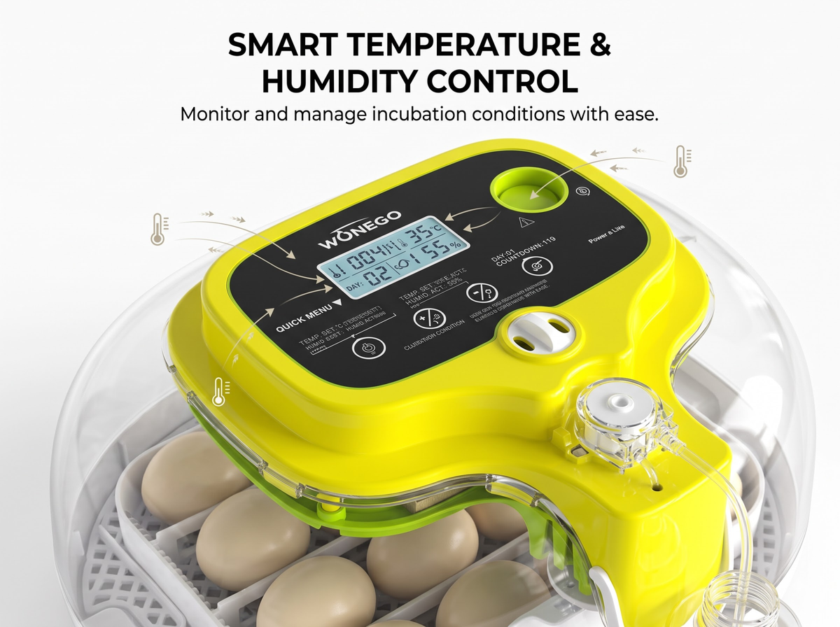 Automatic Egg Incubator 16 Eggs with Auto Turning Temperature Humidity Control LED Candler