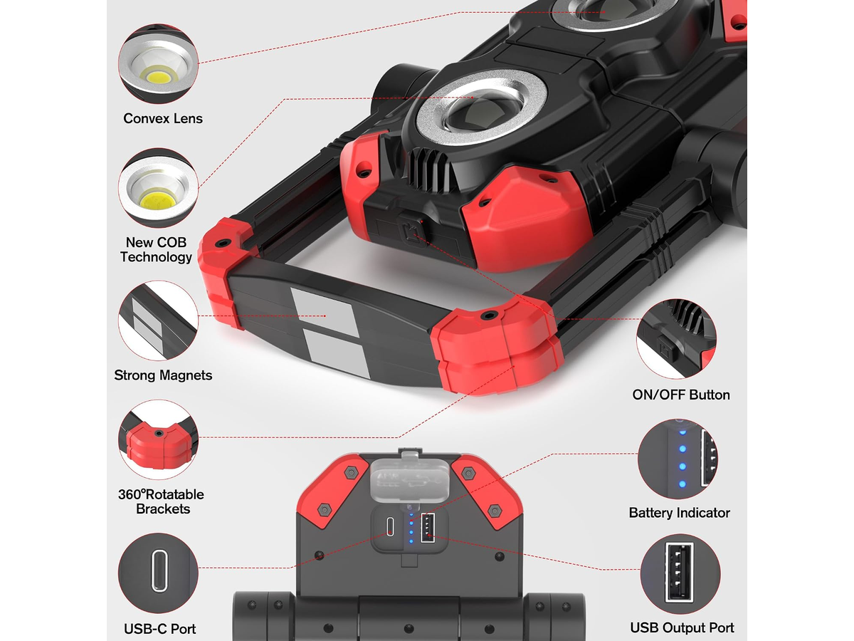 Rechargeable Work Light 2500LM COB LED 4000mAh