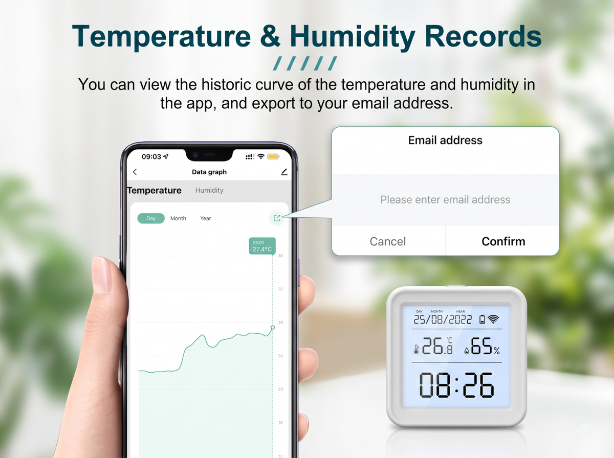 Temperature and Humidity Meter WiFi Smart Digital Thermometer Hygrometer