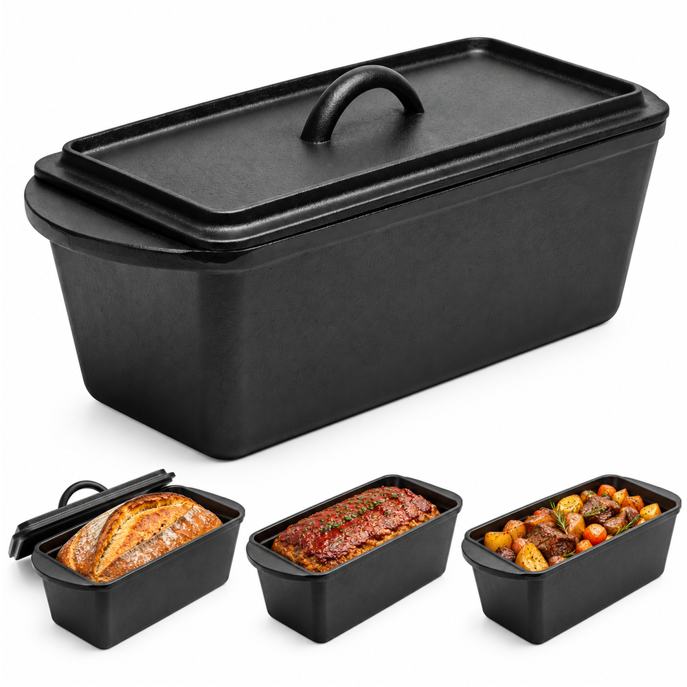 Cast Iron Bread Loaf Pan 3L Dutch Oven with Lid