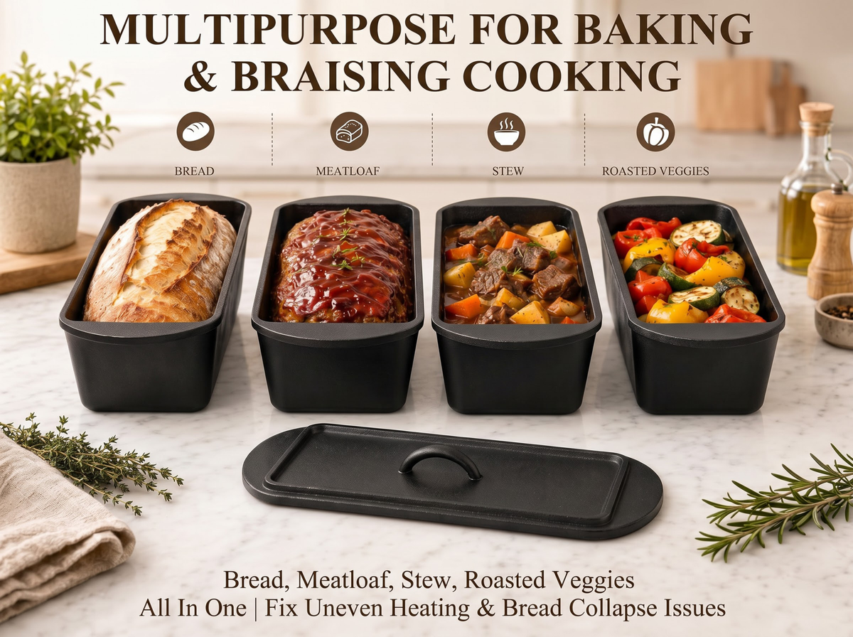 Cast Iron Bread Loaf Pan 3L Dutch Oven with Lid