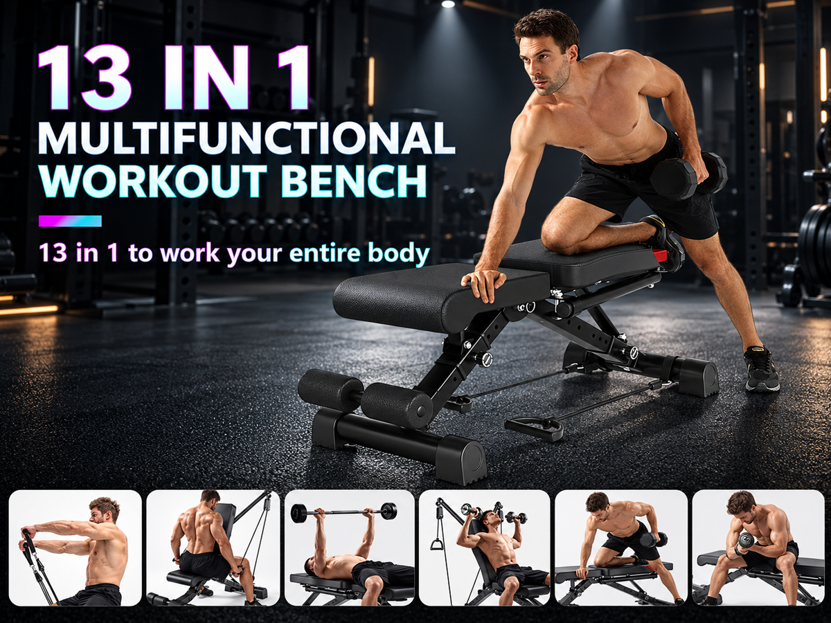 Adjustable Weight Bench Foldable Home Gym Strength Training Bench