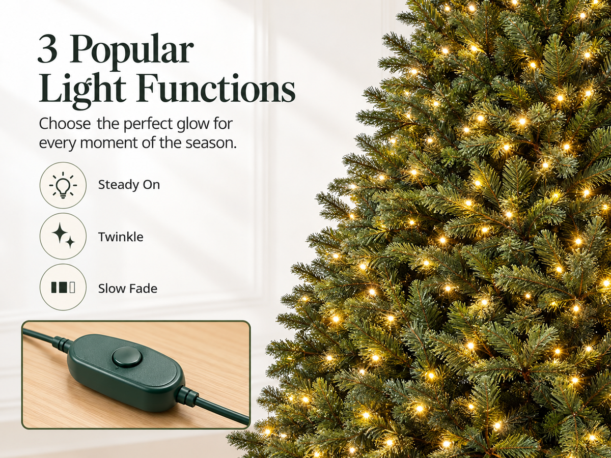 6FT Premium Artificial Christmas Tree with LED Lights and Metal Stand