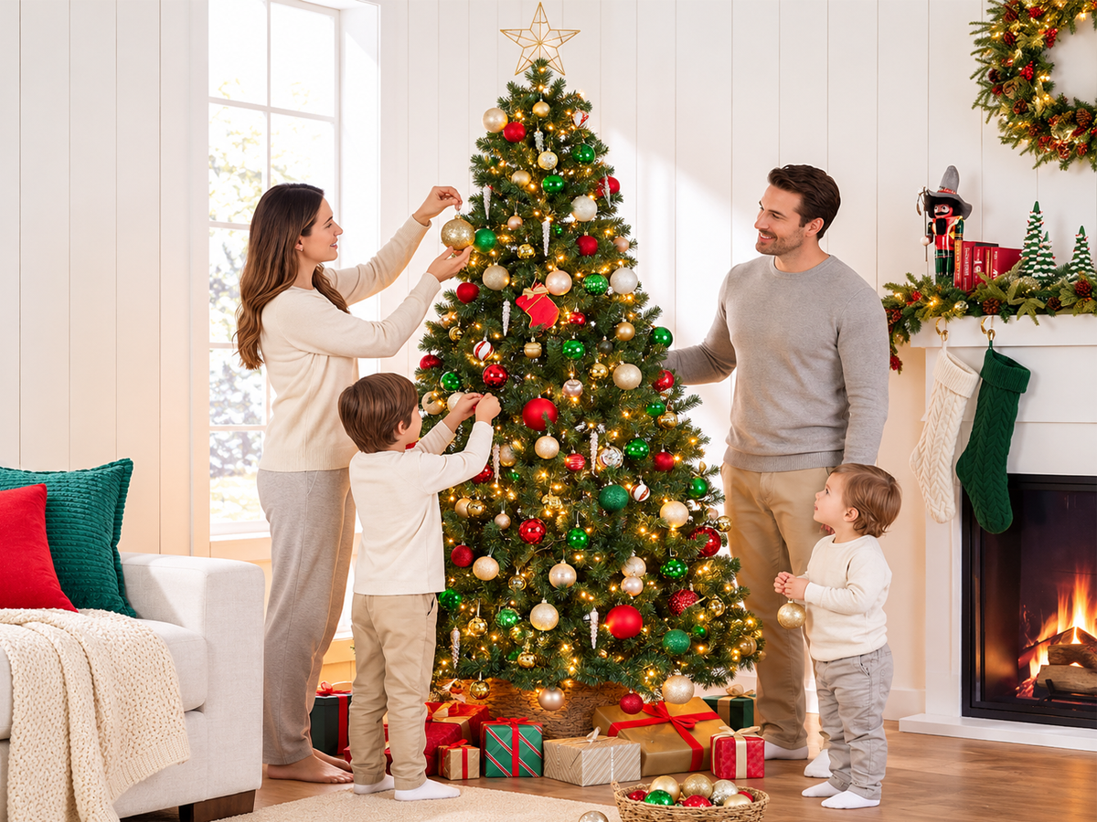6FT Premium Artificial Christmas Tree with LED Lights and Metal Stand