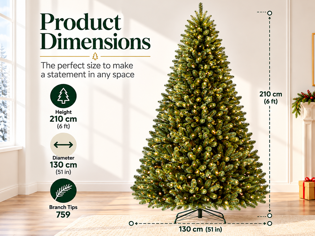 6FT Premium Artificial Christmas Tree with LED Lights and Metal Stand