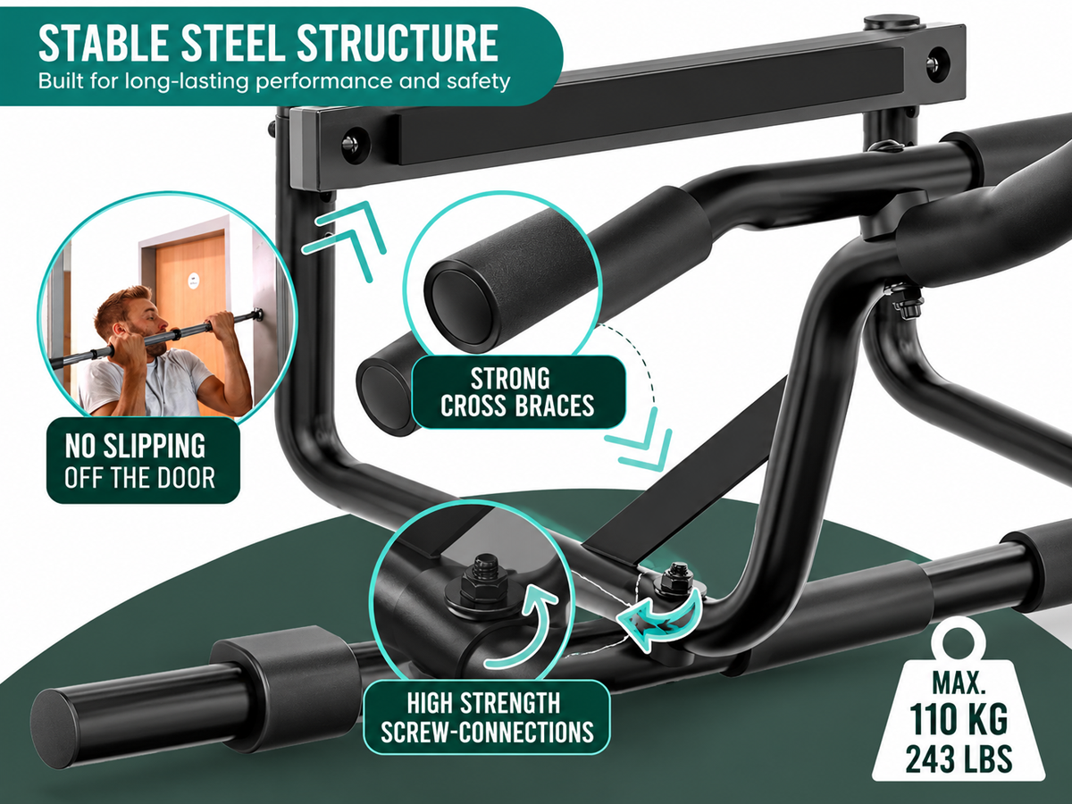 Doorway Pull Up Bar Adjustable No Drill Chin Up Bar Home Gym Fitness Equipment