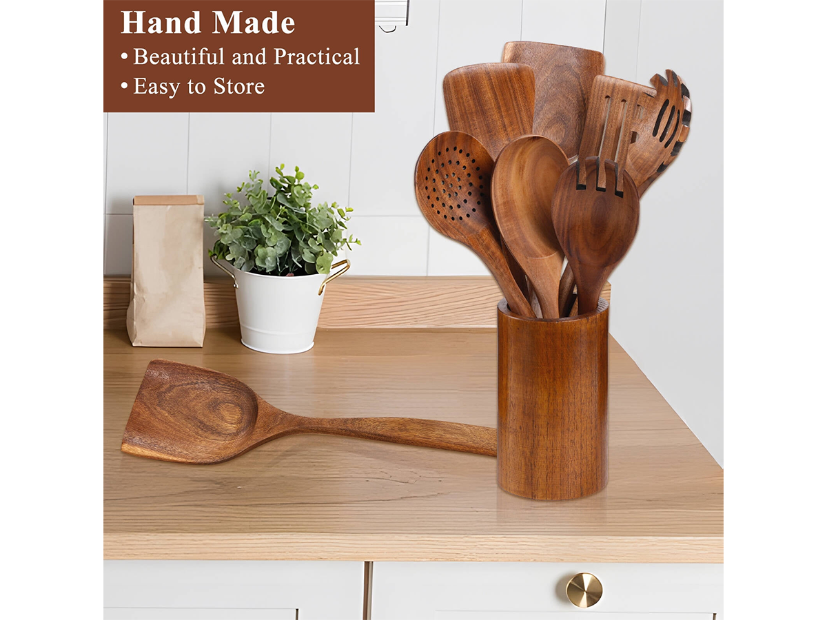 Wooden Kitchen Utensils Set 8 Piece Wood Cooking Utensil Set