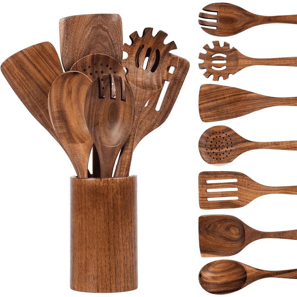 Wooden Kitchen Utensils Set 8 Piece Wood Cooking Utensil Set
