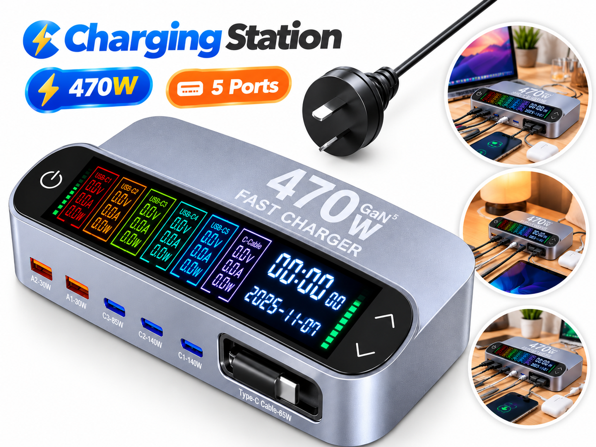470W USB C Charging Station GaN Fast Charger