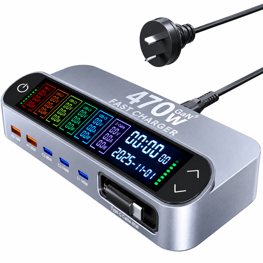 470W USB C Charging Station GaN Fast Charger