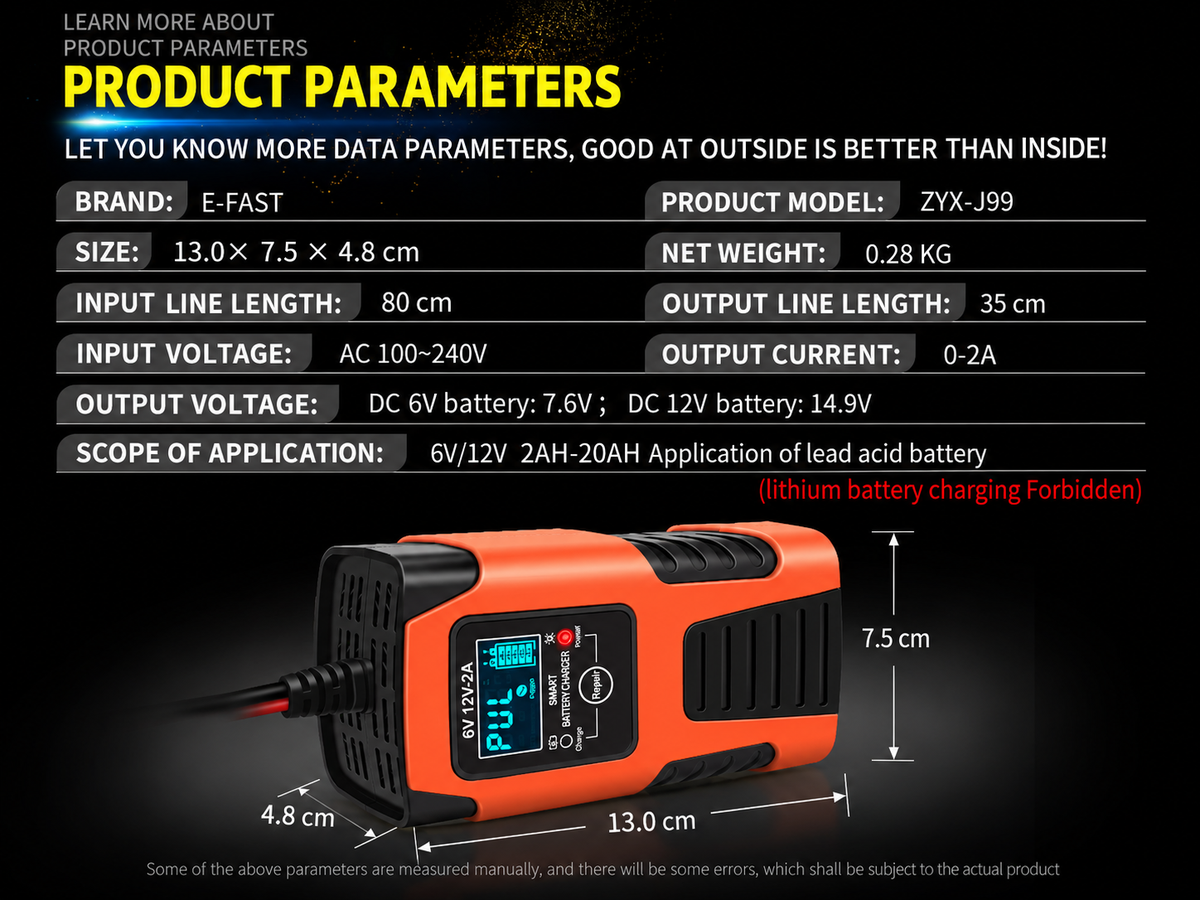 Car Battery Charger 6V 12V 2A Smart Automatic Motorcycle Battery Maintainer Repair