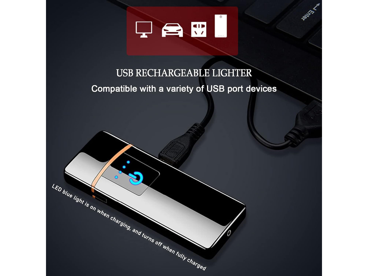 Electric Lighter Rechargeable USB Windproof Flameless