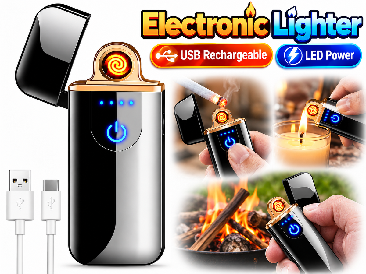 Electric Lighter Rechargeable USB Windproof Flameless