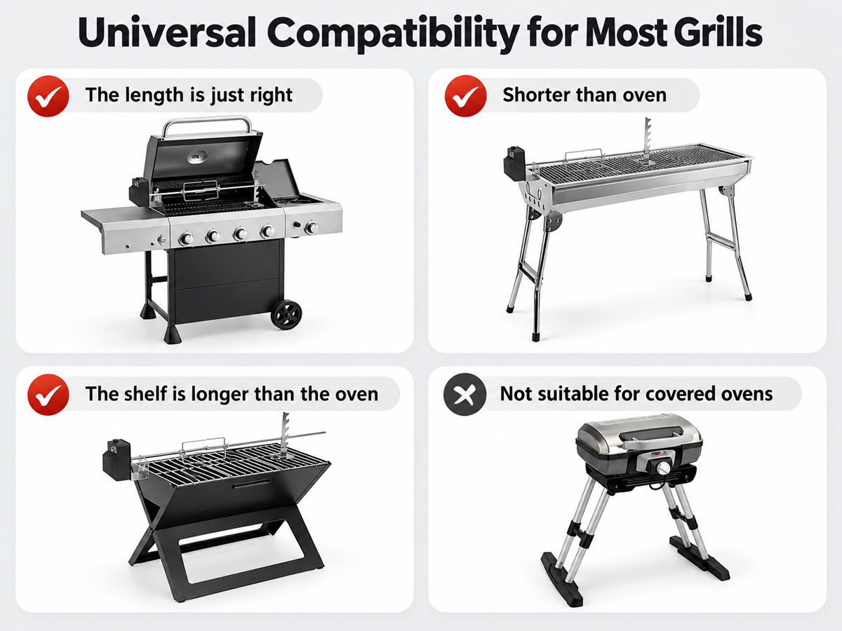 Electric BBQ Rotisserie Grill Kit Stainless Steel with Motor and Meat Forks
