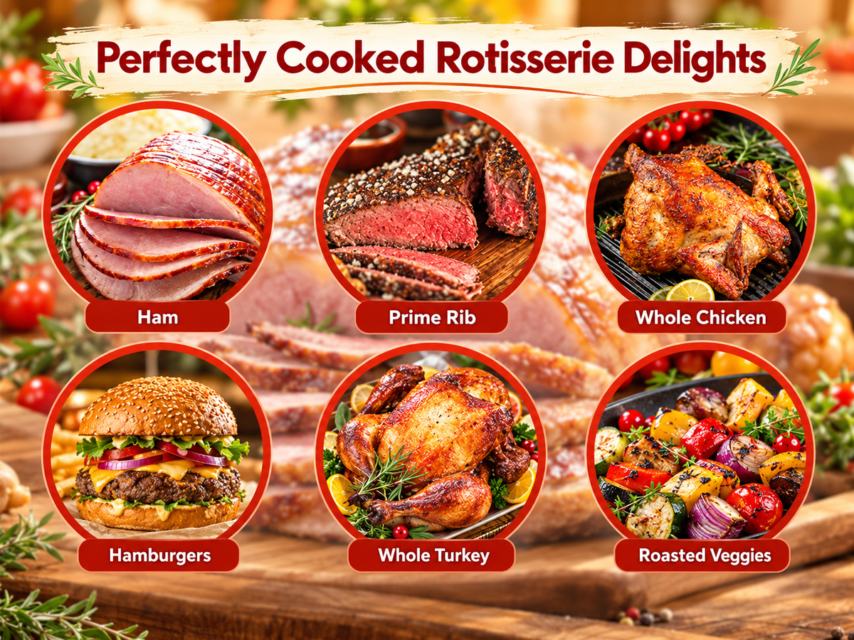 Electric BBQ Rotisserie Grill Kit Stainless Steel with Motor and Meat Forks