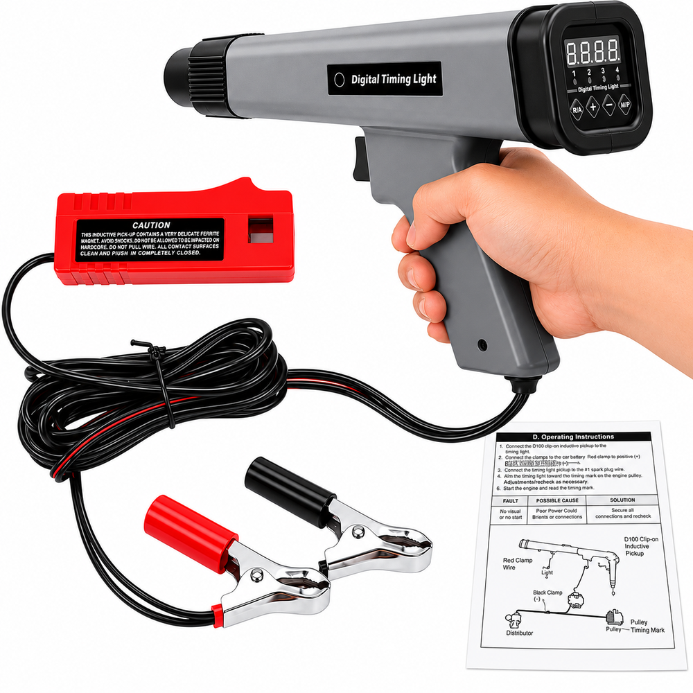 Digital Timing Light with Tachometer 12V Ignition Timing Gun Xenon Strobe