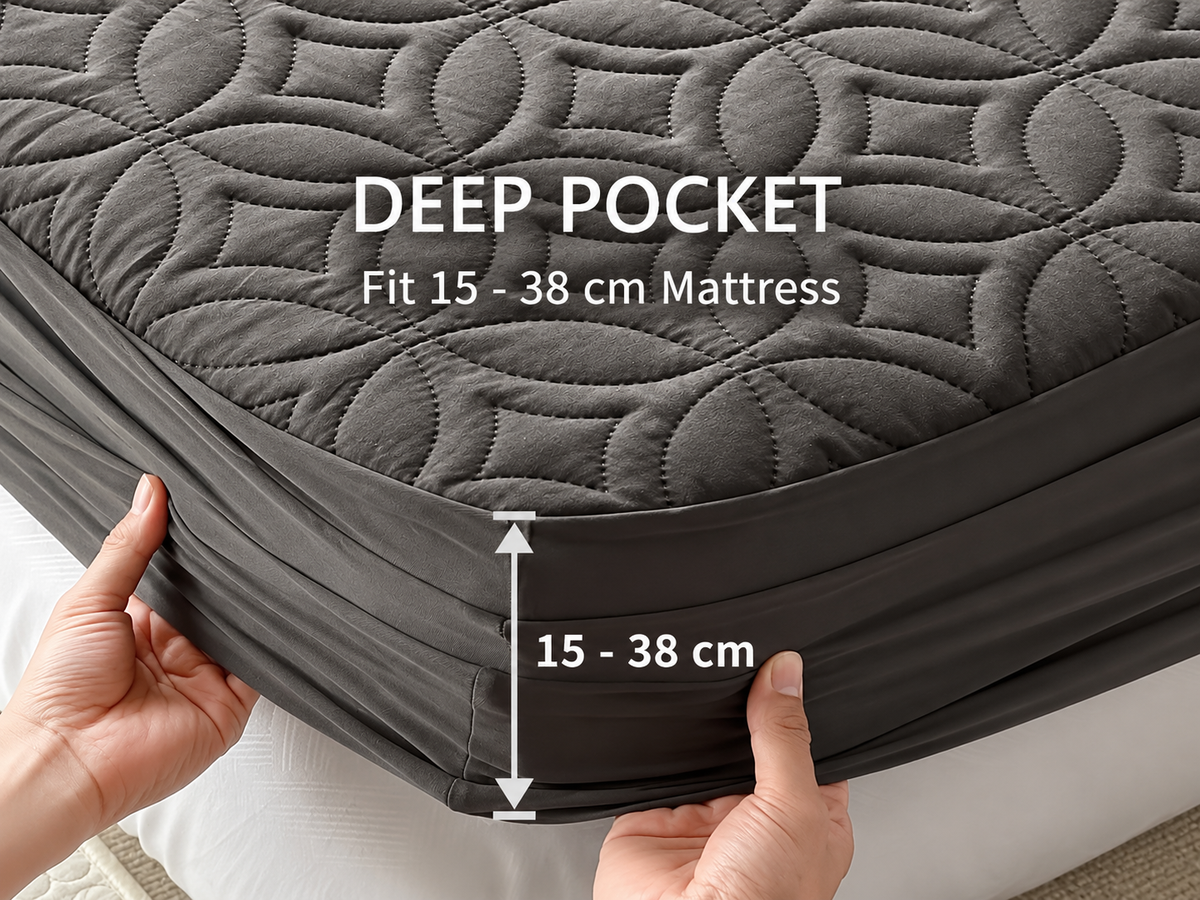Waterproof Mattress Protector Deep Pocket Breathable Mattress Cover 153 X 203cm