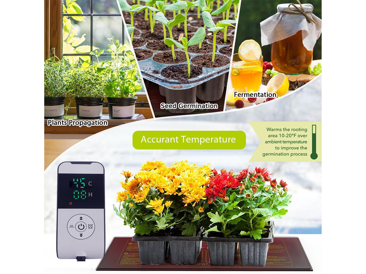 Seedling Heat Mat with Thermostat Timer Plant Germination Heating Pad