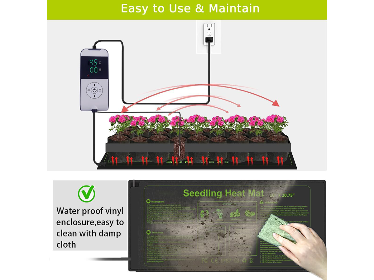 Seedling Heat Mat with Thermostat Timer Plant Germination Heating Pad