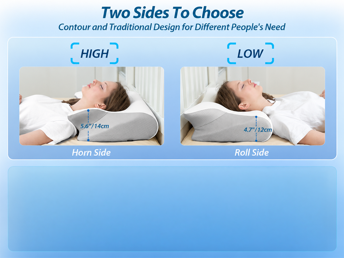 Cervical Neck Pillow 2 in 1 Cooling Memory Foam Ergonomic