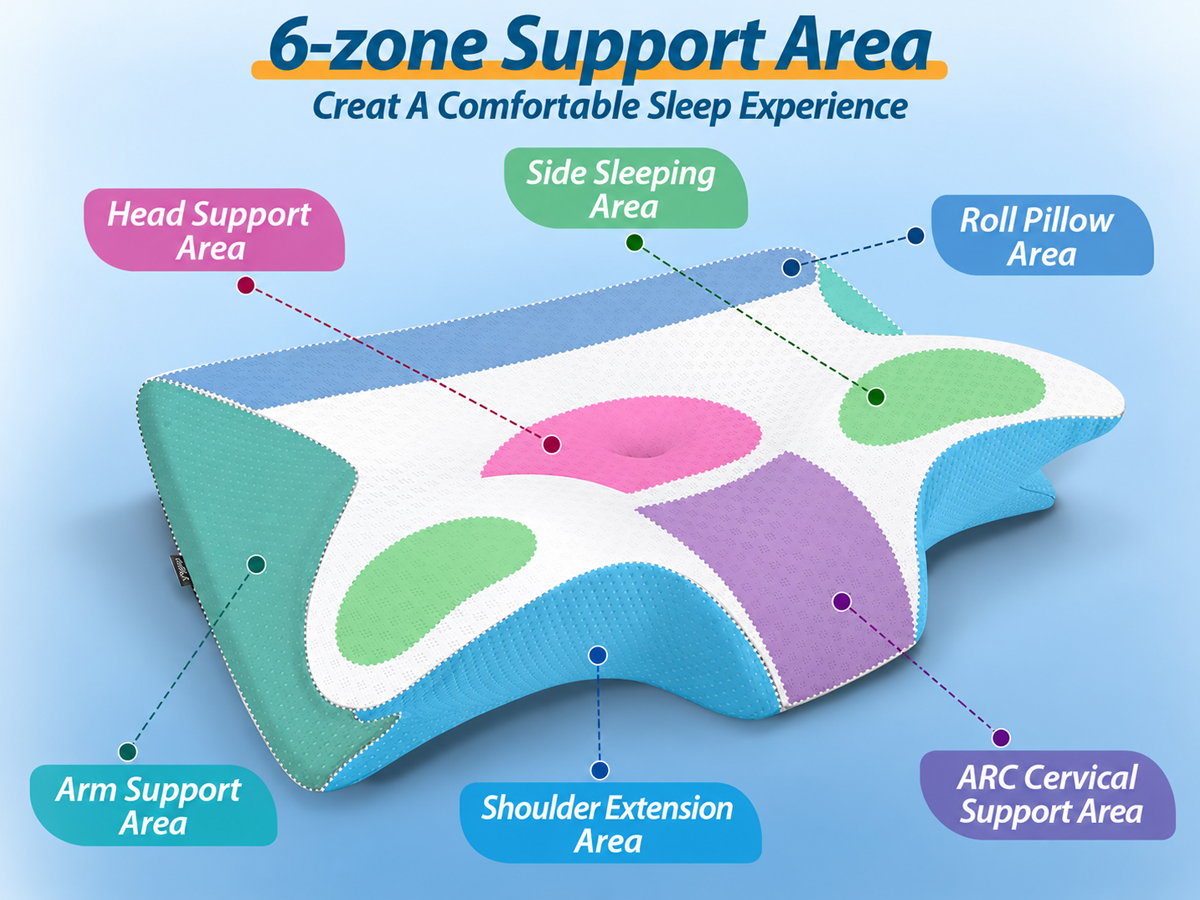 Cervical Neck Pillow 2 in 1 Cooling Memory Foam Ergonomic