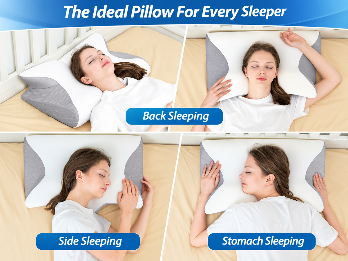 Cervical Neck Pillow 2 in 1 Cooling Memory Foam Ergonomic