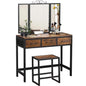 3 Drawers Dressing Table with Tri-Fold Mirror
