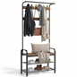 Wooden Coat Rack with Shelves Hooks by VASAGLE