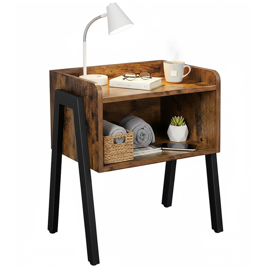 VASAGLE Bedside Table with Storage – Industrial Side Table