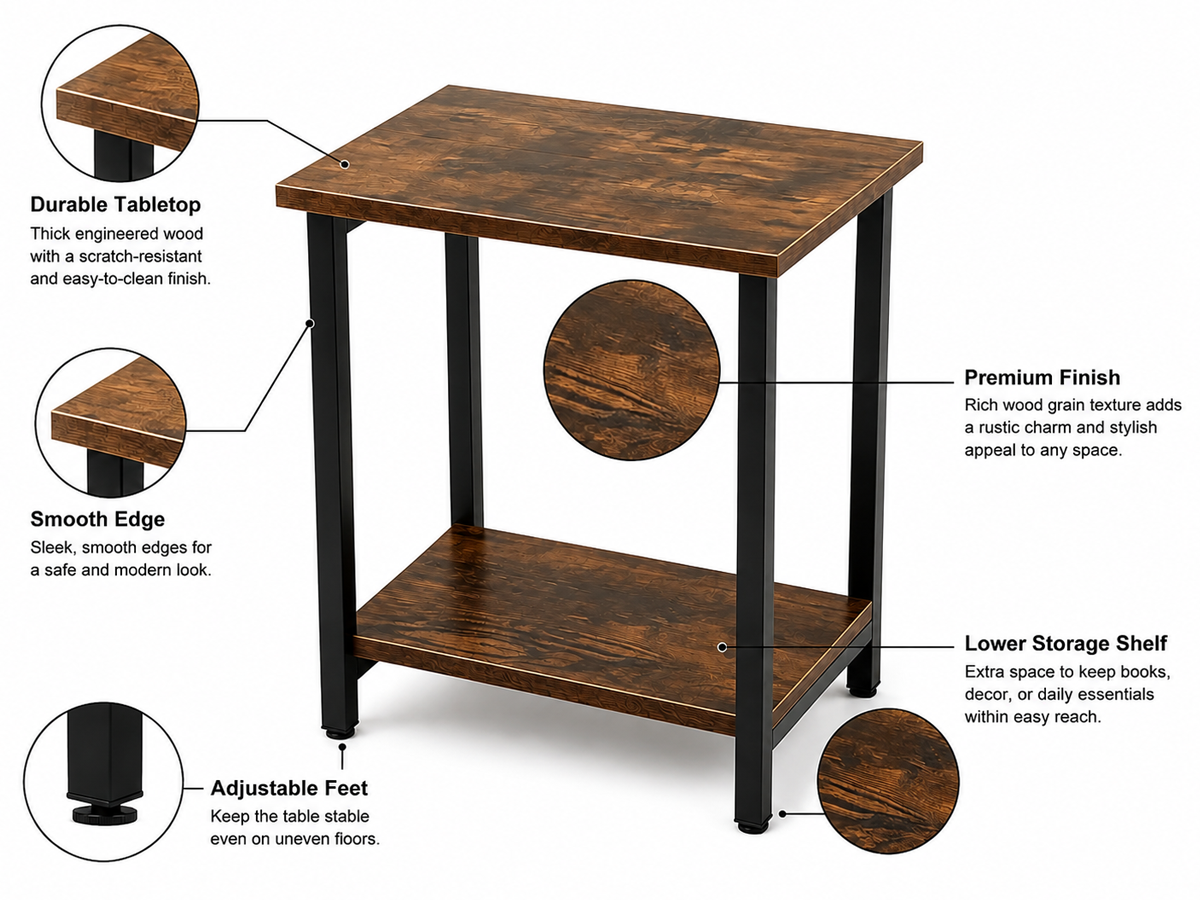 Bedside Table Small End Table Office Table