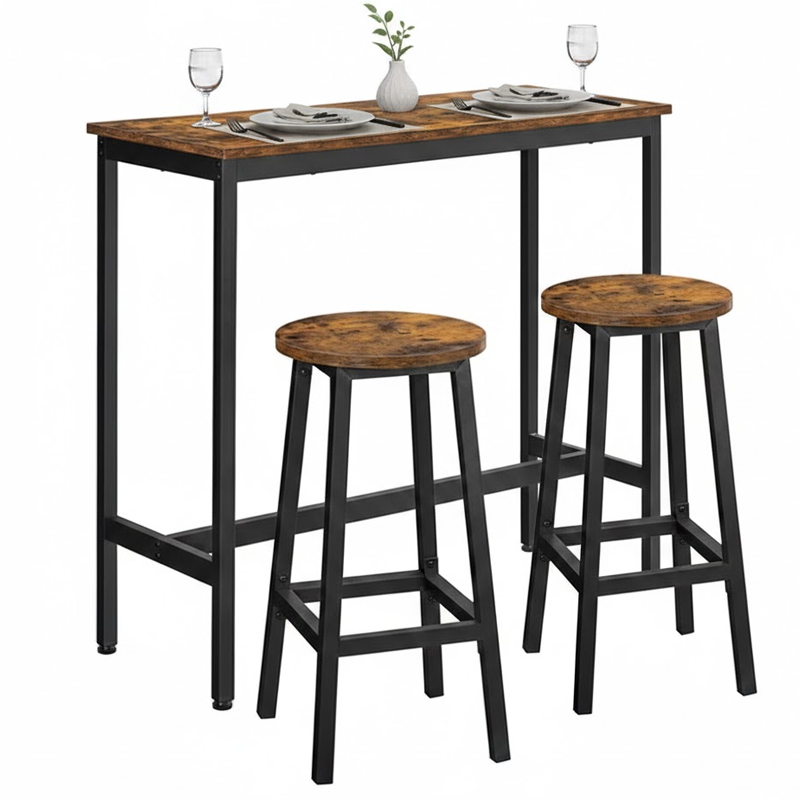 Pub-Style Bar Table and 2 Stools - Ideal for Small Kitchens, Breakfast Nooks & Apartments