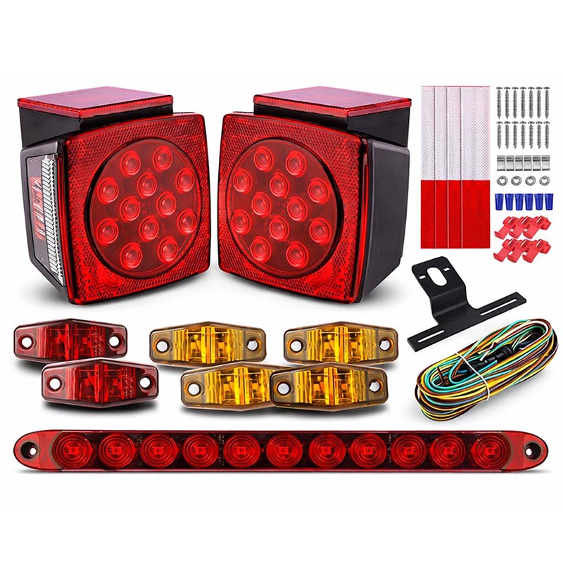 LED Trailer Light Kit 12V Waterproof Submersible Trailer Tail Light Set