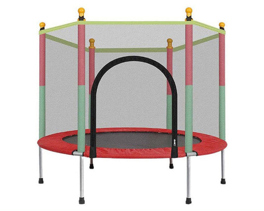 Round Trampoline for Kids – Indoor & Outdoor Trampoline with Enclosure Net, Jumping Mat, and Spring Cover Padding