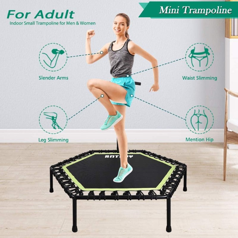 48'' Fitness Trampoline with Adjustable Handle Bar