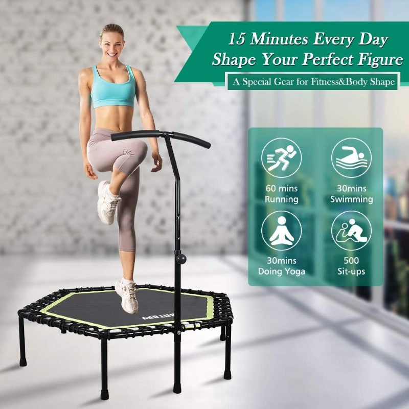 48'' Fitness Trampoline with Adjustable Handle Bar