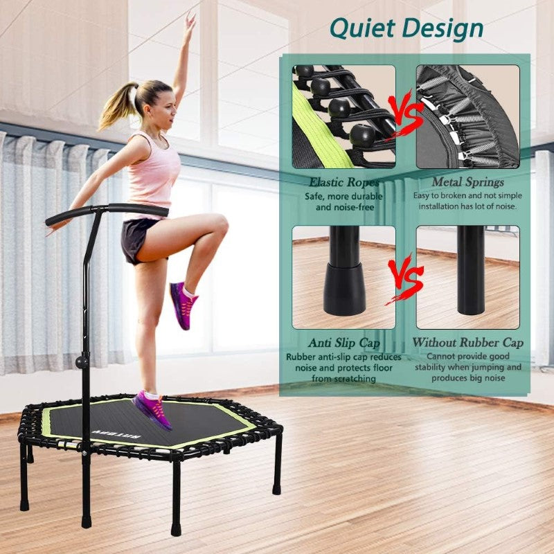 48'' Fitness Trampoline with Adjustable Handle Bar