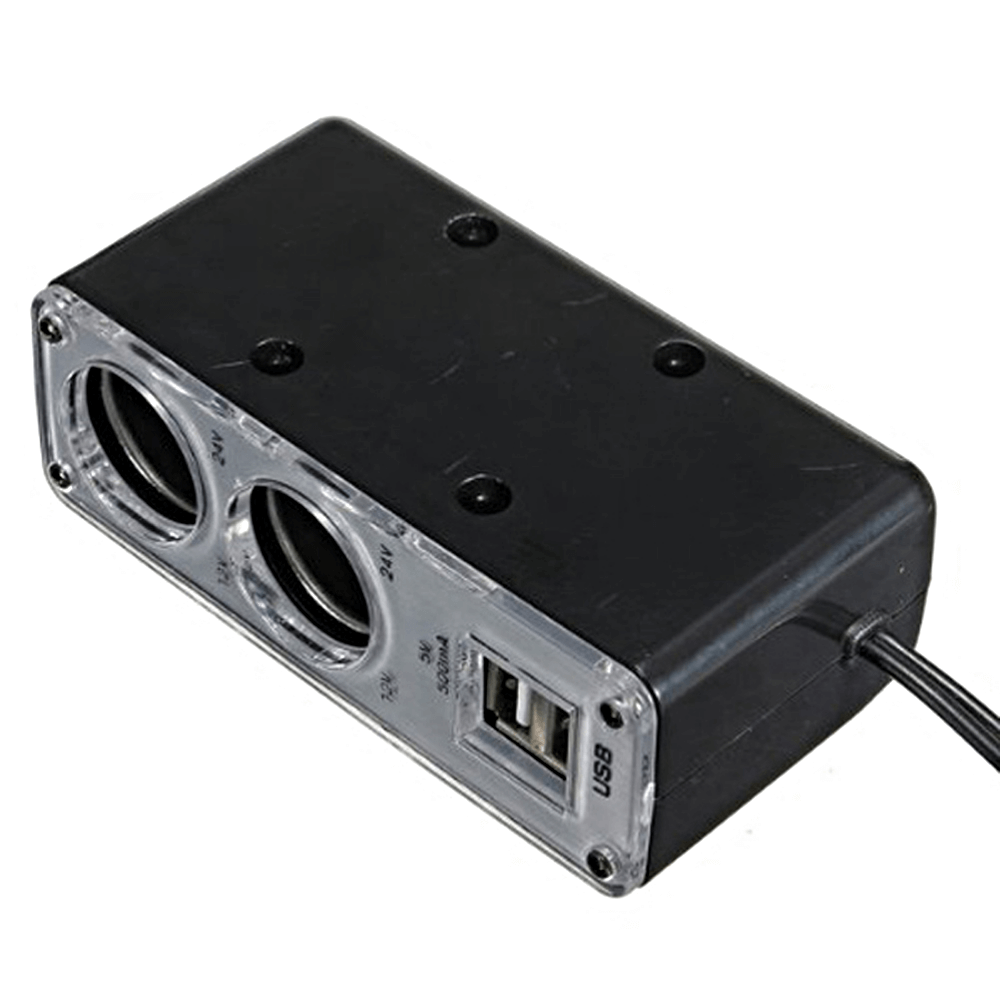 Double USB Port 2 Way Car Cigarette Lighter Socket Splitter Charger