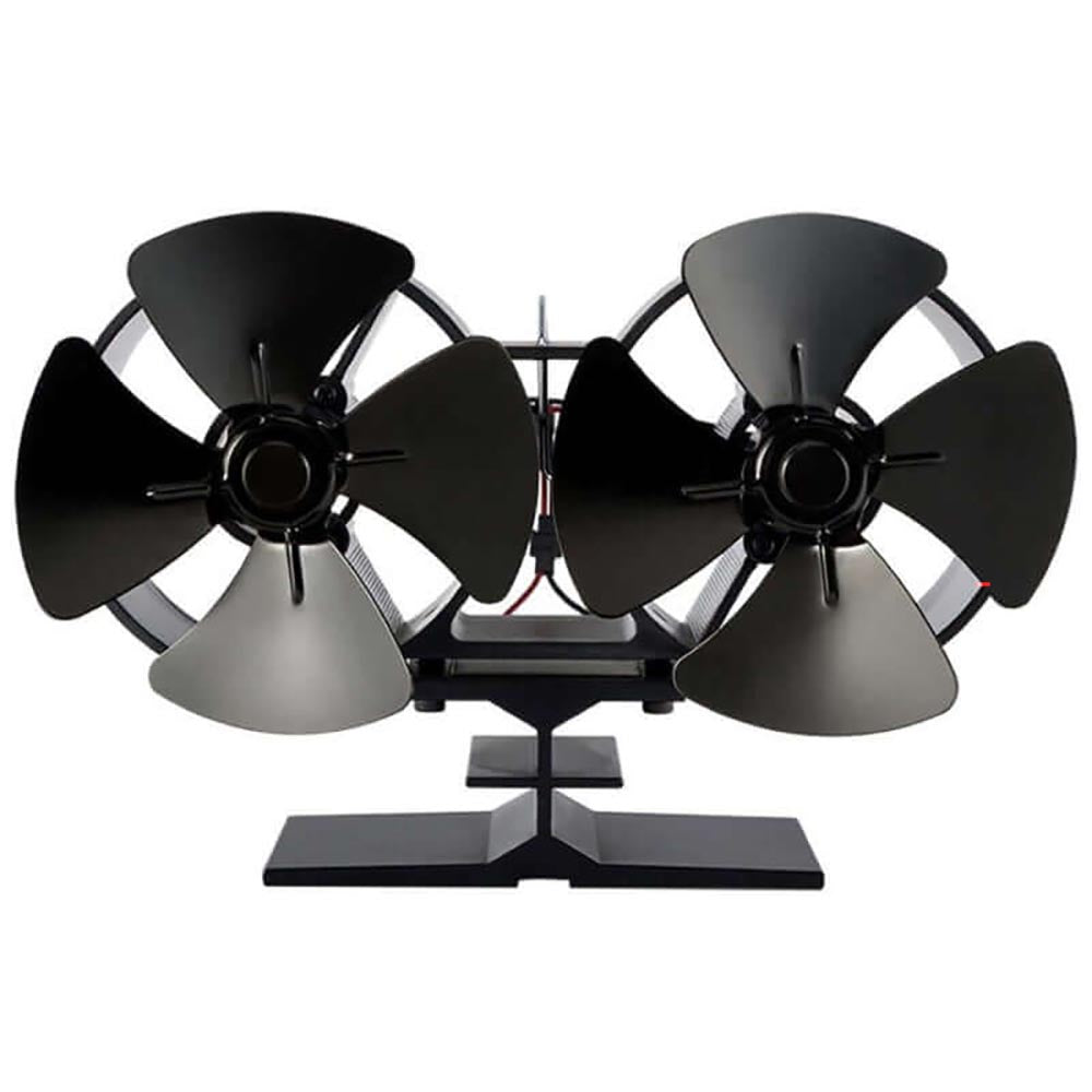 8 Blade Double Head Heat Powered Stove Fan – Fireplace Heat Circulation Fan