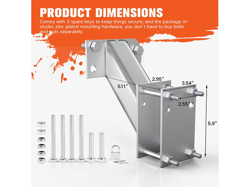 Spare Tire Carrier with Lock - 120lbs Weight Capacity for Side Mount Spare Tires
