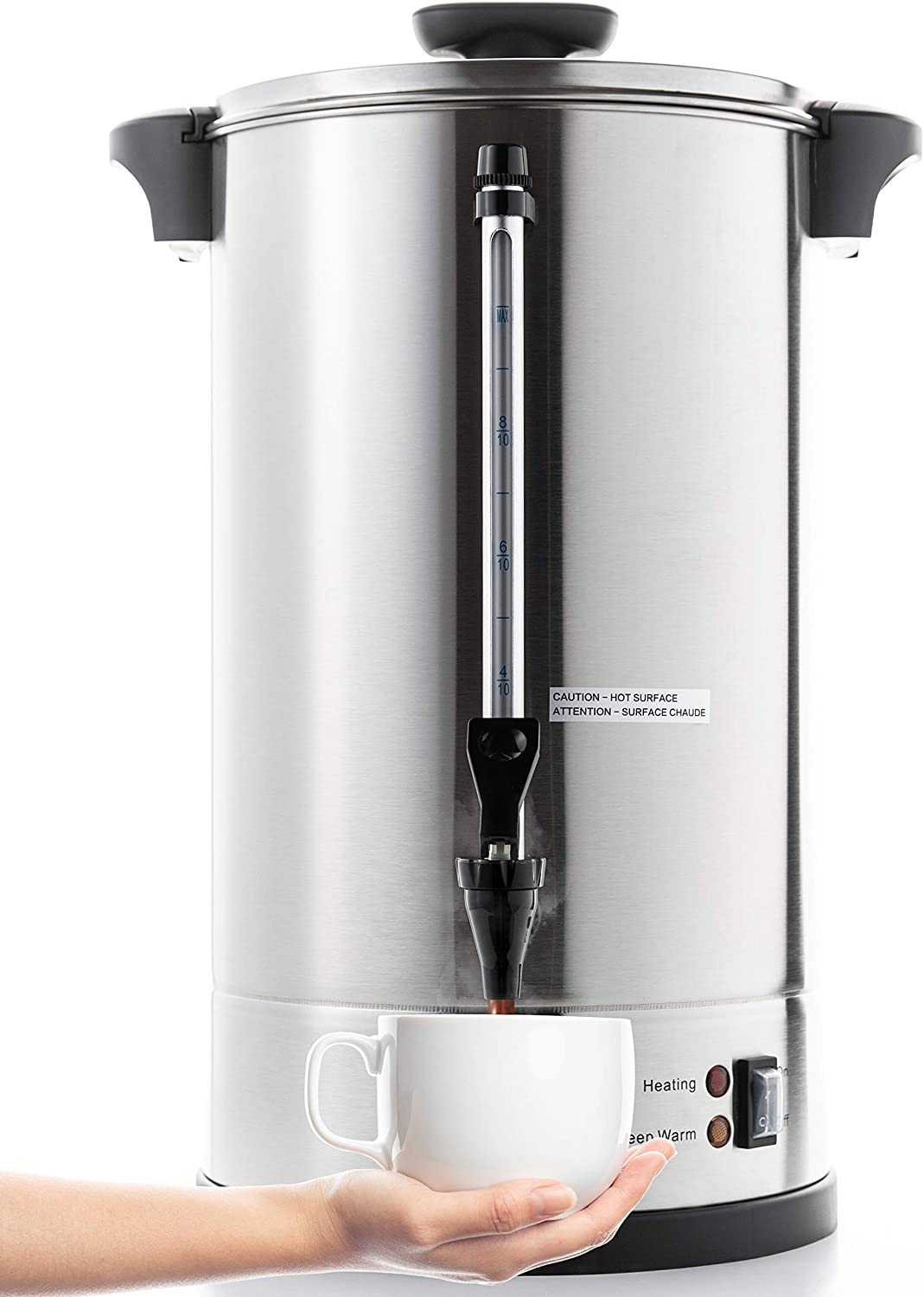 Commercial Grade Stainless Steel Coffee Hot Water Urn – 25L Capacity for Catering
